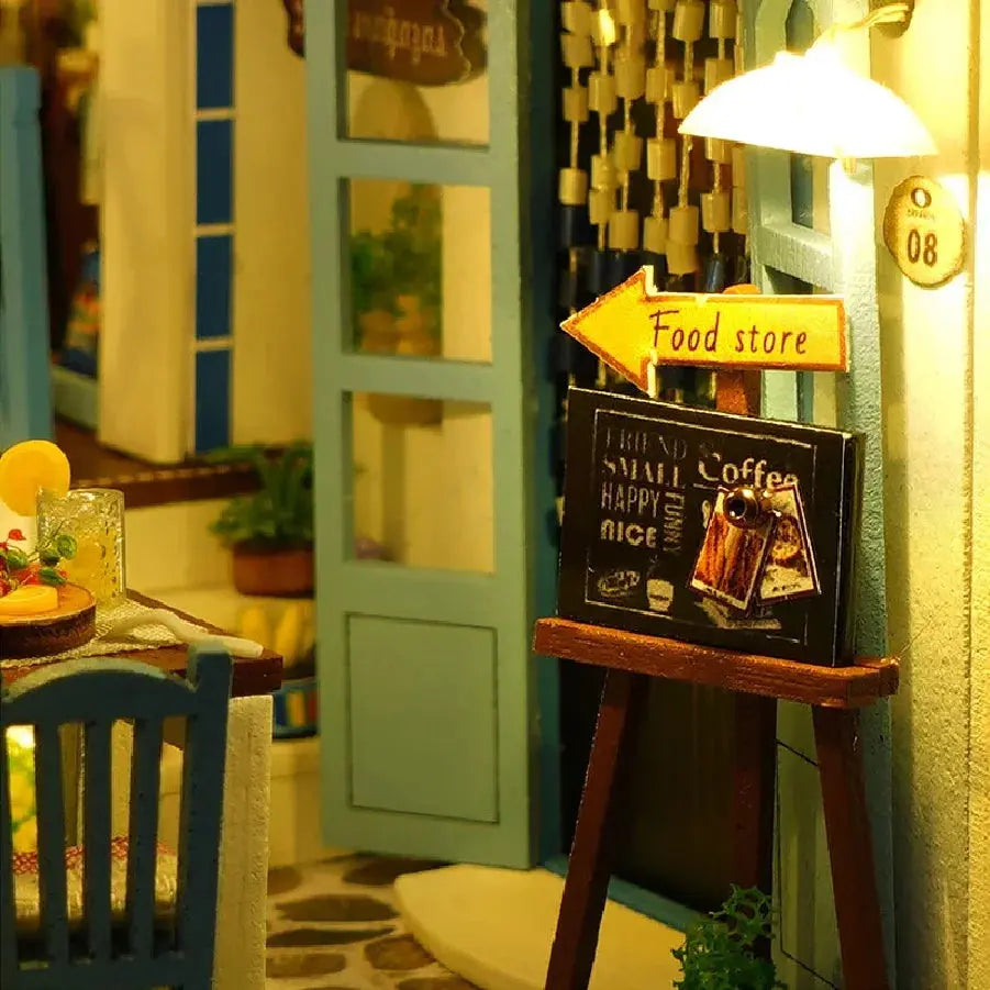 Wooden Doll House Bookshelf With Light - Model to assemble
