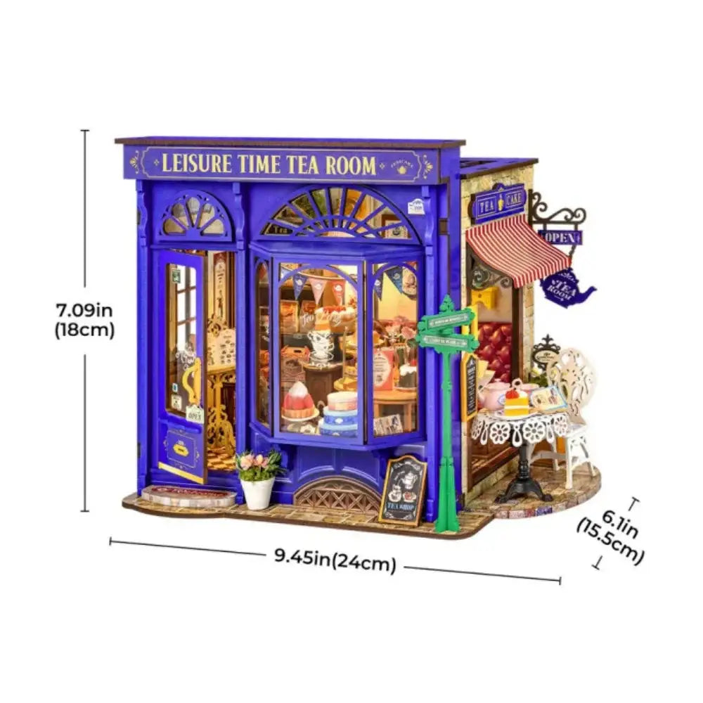 Leisure Time Tea Room DIY Miniature House Kit with LED Light