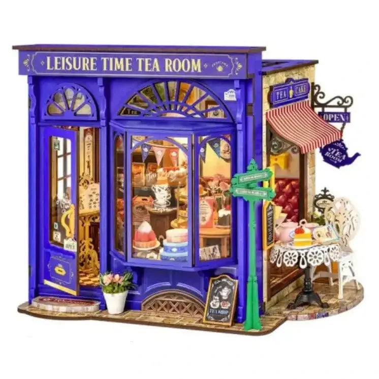 Leisure Time Tea Room DIY Miniature House Kit with LED Light