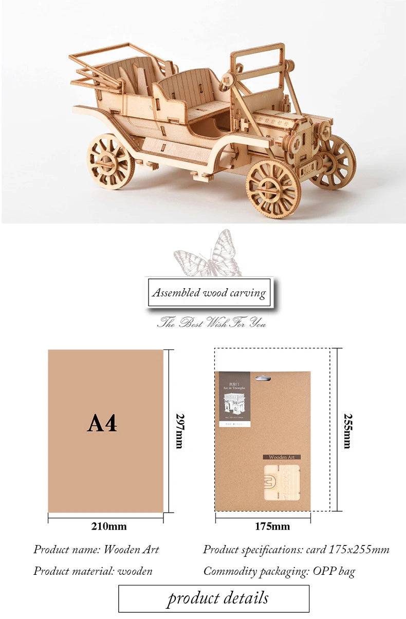 Old vehicles (Sailing Ship / Biplane / Steam Locomotive / Car) - Model to assemble