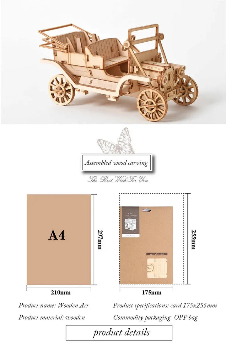 Old vehicles (Sailing Ship / Biplane / Steam Locomotive / Car) - Model to assemble