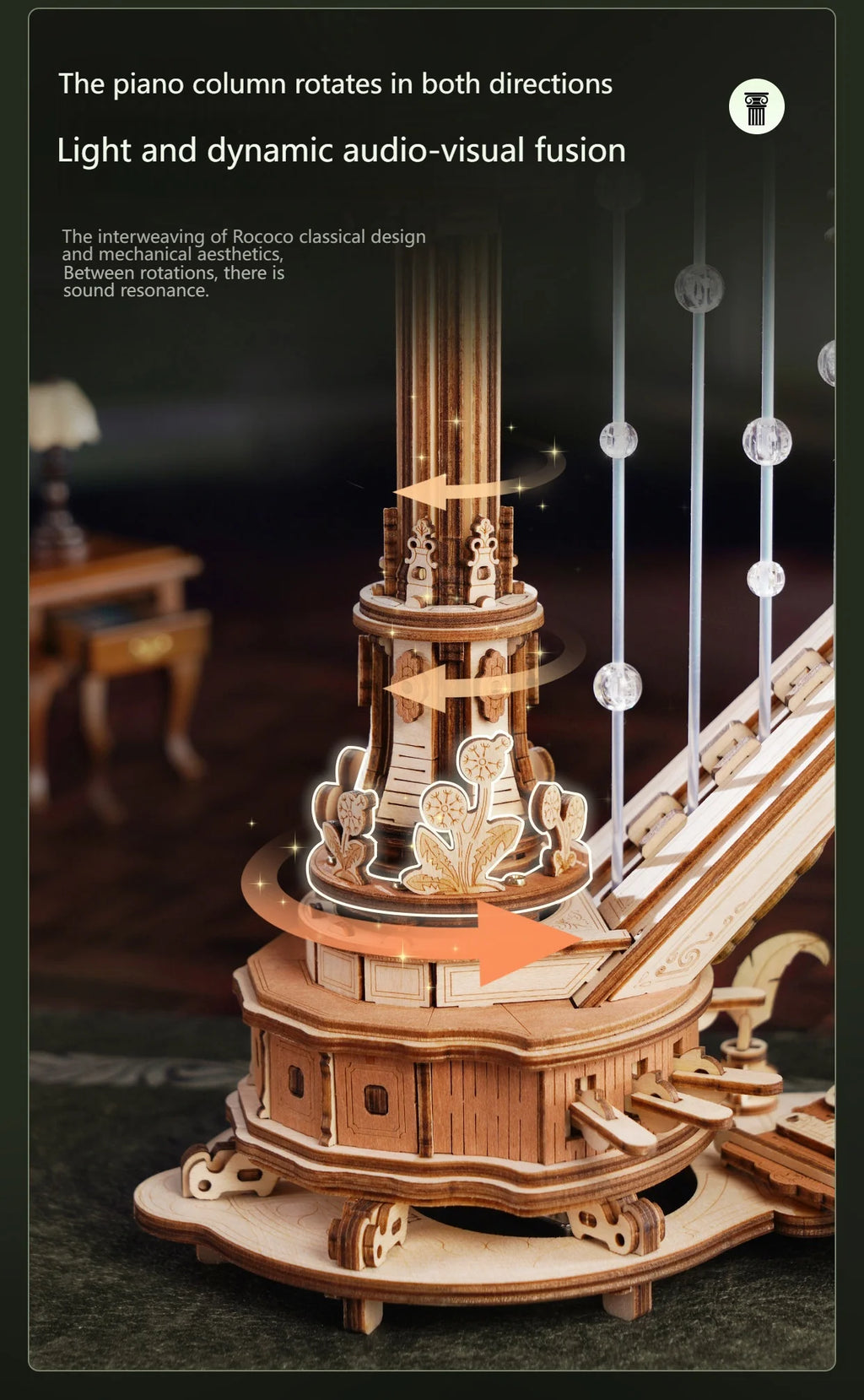 Stringed Harp Music Box - Model to assemble