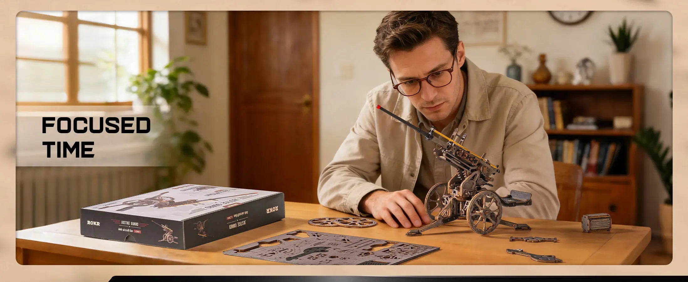 Anti-Aircraft Gun 3D Wooden Puzzle - Model to assemble
