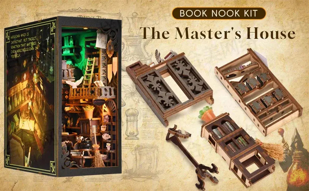 The Master's Dollhouse bookend with LED Light - Model to assemble