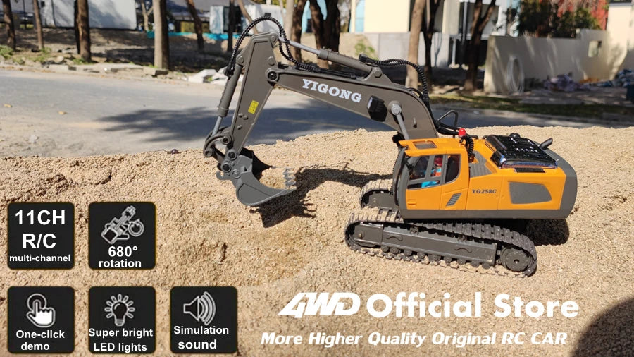 4WD Remote Control Excavator Toy Radio Controlled RC Dump Truck Vehicle Crawler Bulldozer Construction Car Gifts for Kids Boys Model to assemble