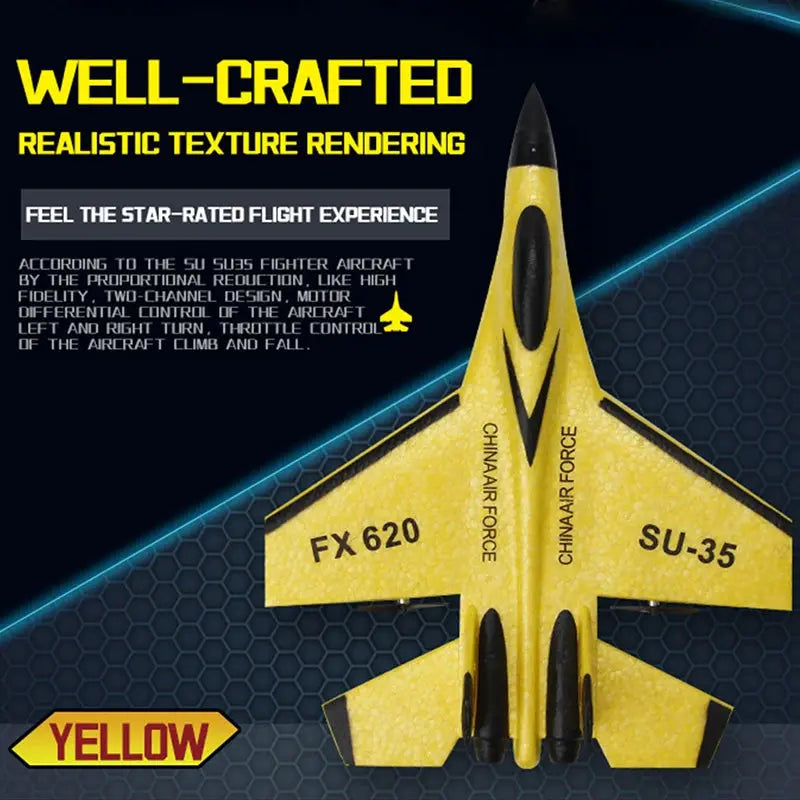 SU-35 RC Fighter Jet Foam Glider – 2.4G Remote Control Fixed Wing Airplane for Kids & Hobbyists - Model to assemble