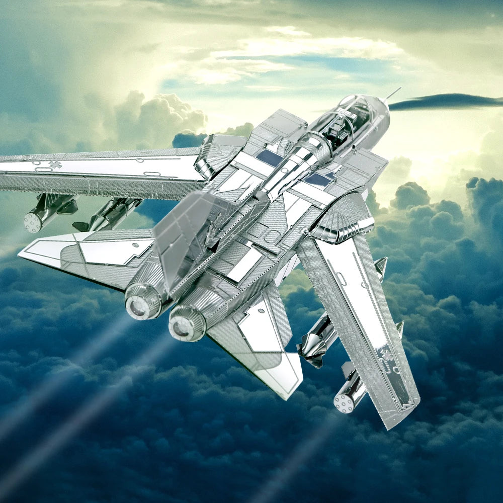 Piececool 3D Metal Puzzles for Adult Tornado Fighter Jets DIY Toy Jigsaw Brain Teaser Model Kits Best Birthday Gifts Model to assemble