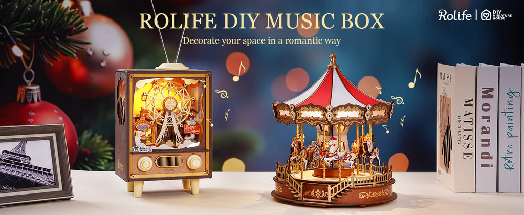 Carousel Music Box With LED Lights Gear - Model to assemble