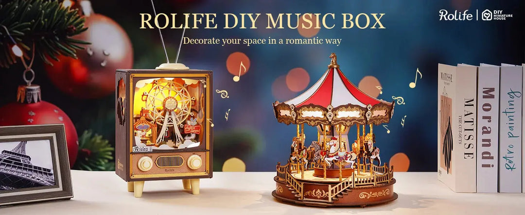 Carousel Music Box With LED Lights Gear - Model to assemble