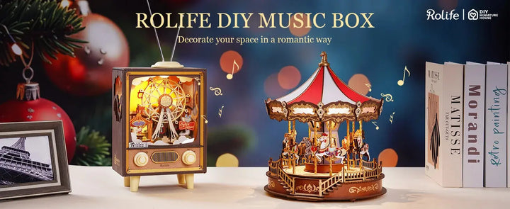 Carousel Music Box With LED Lights Gear - Model to assemble