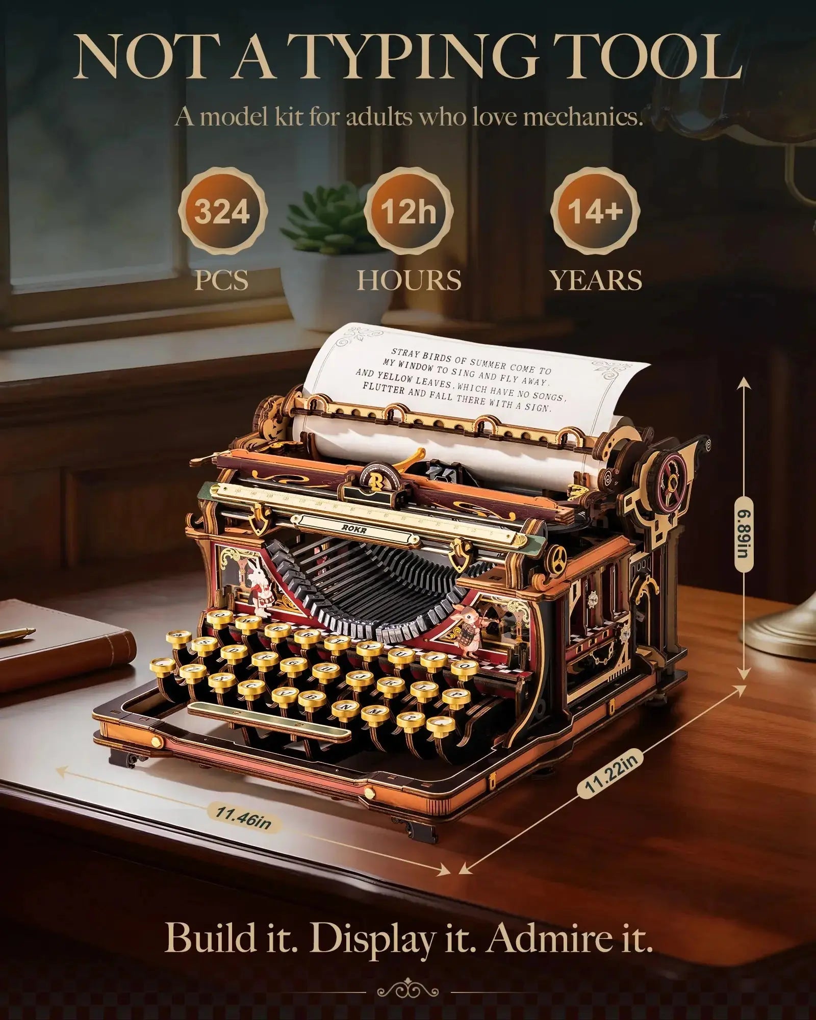 Mechanical Typewriter Wooden Model Kit - Model to assemble