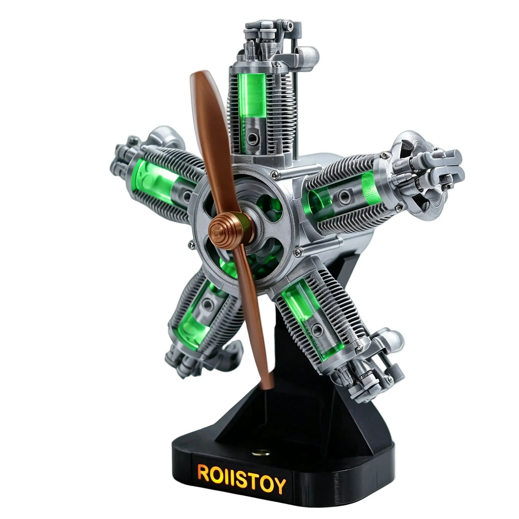 5-Cylinder Radial Engine Model Kit – Running Mini WWII Aircraft Engine Building Set, DIY Assembly Blocks, STEM Educational Toy Model to assemble