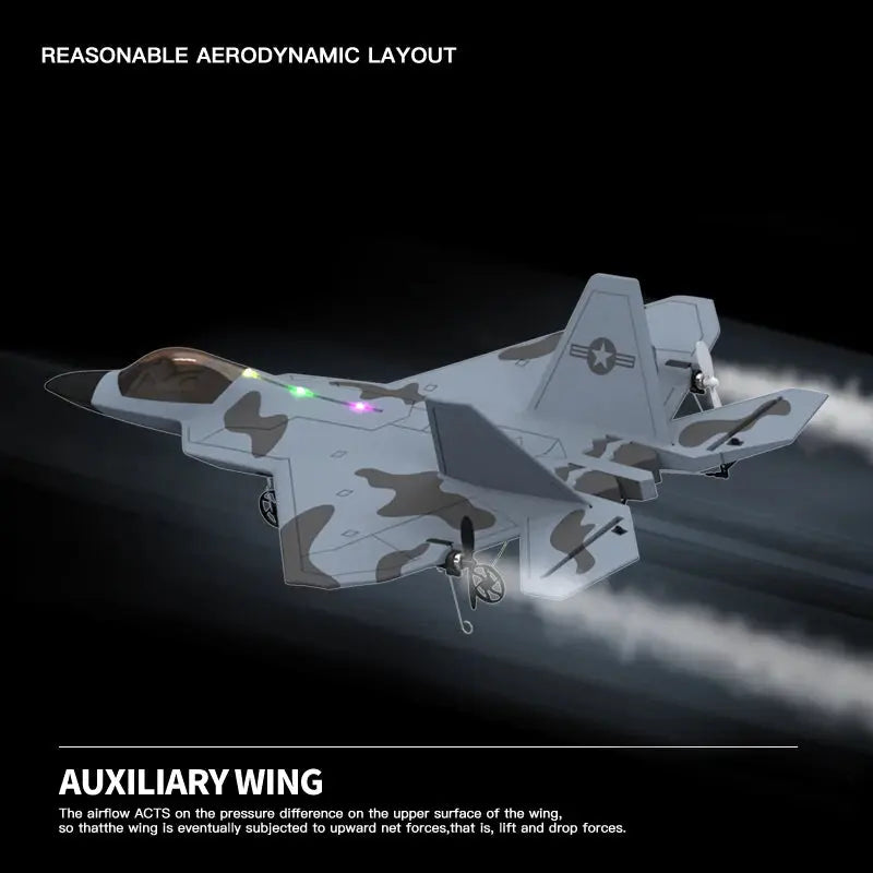 F22S Raptor RC Airplane – 4CH 2.4GHz Remote Control Fighter Jet with 3D/6G Gyroscope, LED Lights & Easy Flight Control Model to assemble