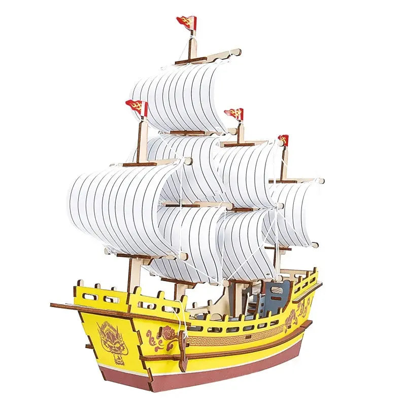 Asian Sailing Boat Ship Model Wood Jigsaw DIY Assembly Kits - Model to assemble