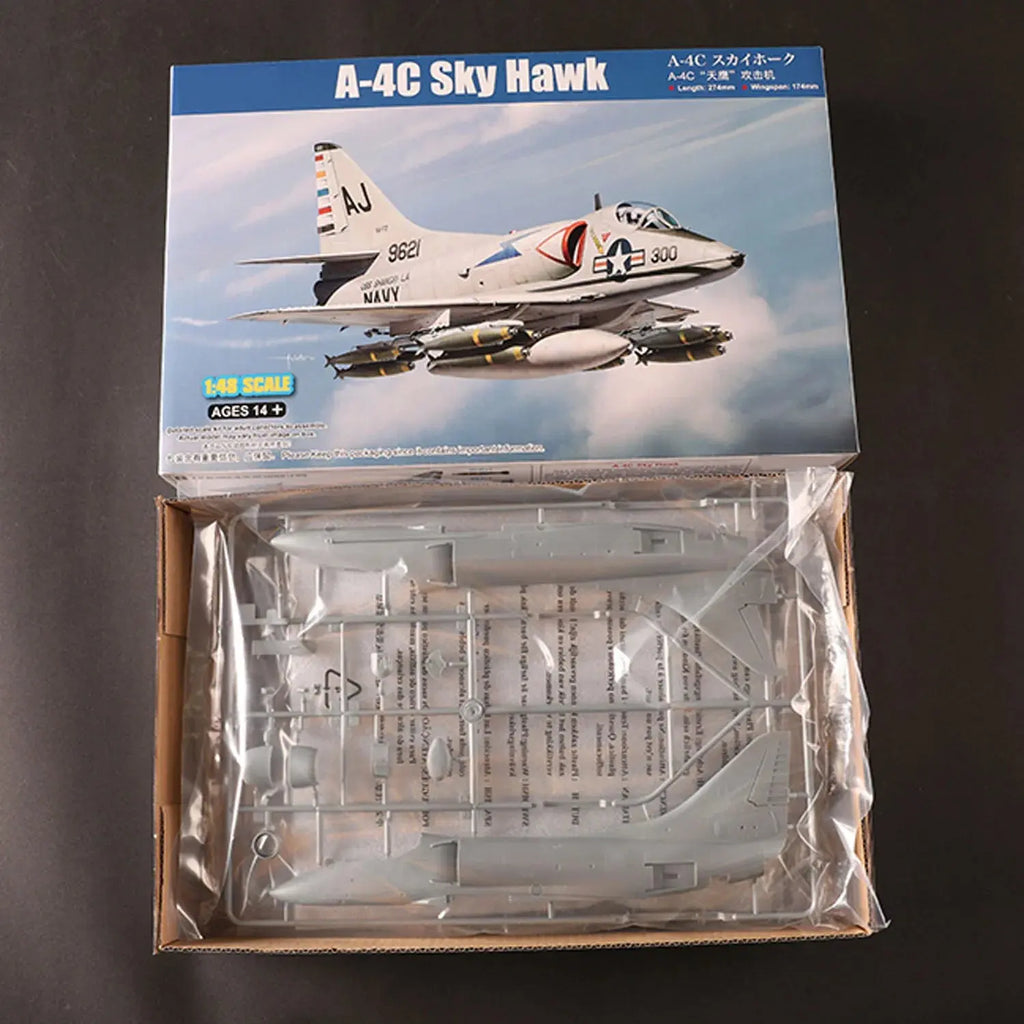 A-4C Skyhawk Attack Aircraft Model Kit 1/48 Scale – Unassembled Plastic Military Jet with Detailed Accessories - Model to assemble