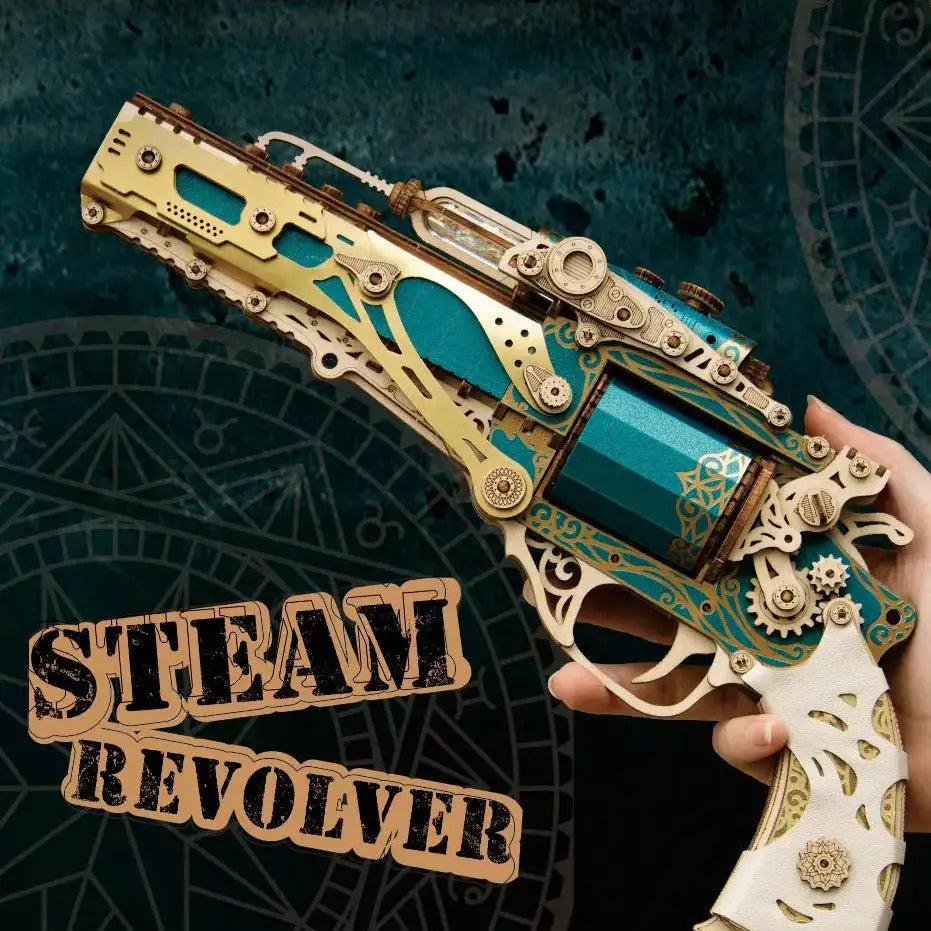 Steampunk Revolver Wooden Model Kits Model to assemble