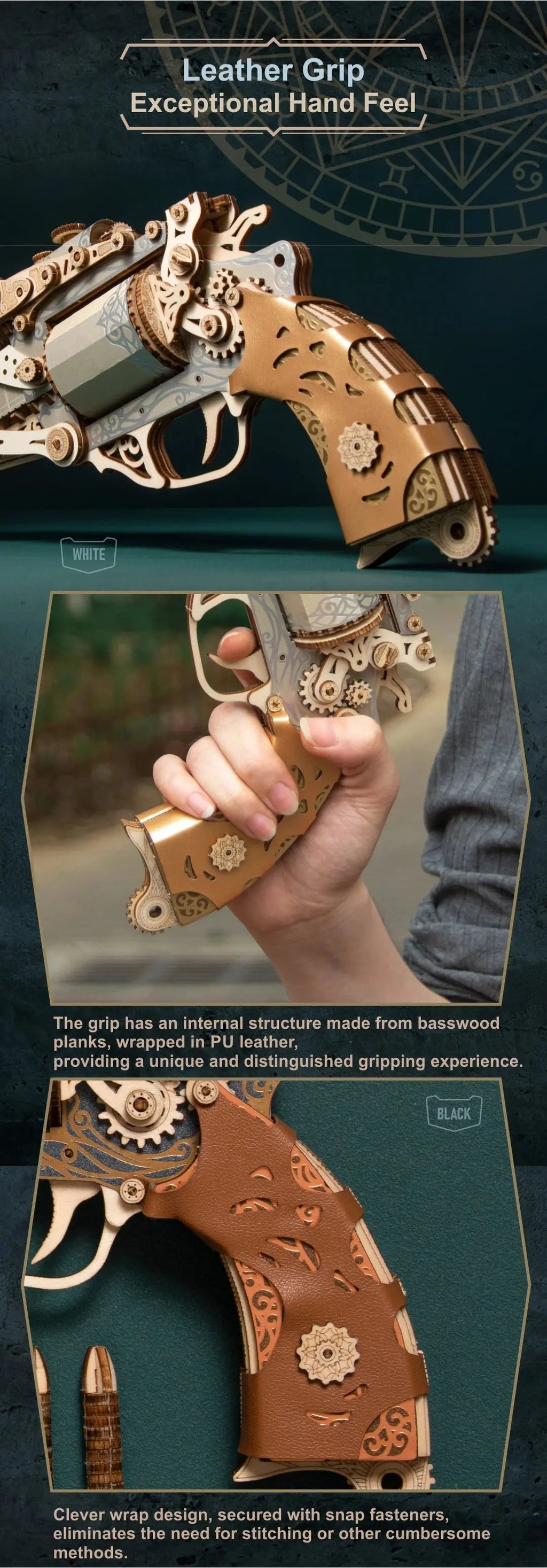 Steampunk Revolver Wooden Model Kits Model to assemble
