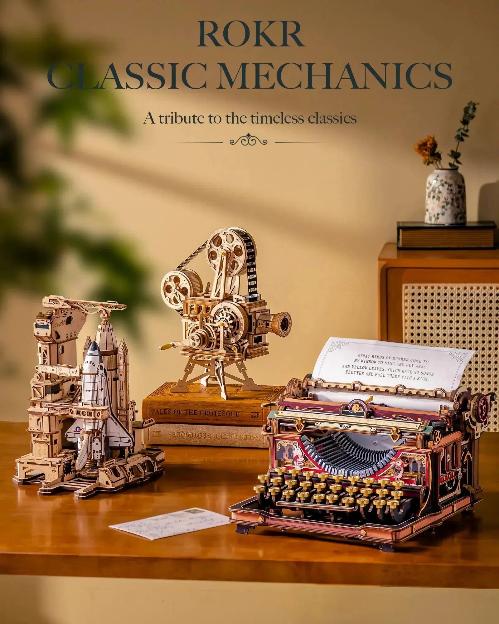 Mechanical Typewriter Wooden Model Kit - Model to assemble