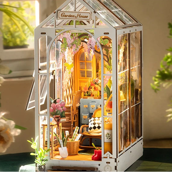 Robotime Rolife DIY Book Nook Wooden Miniature Doll House for Bookshelf Insert Furniture Model to assemble