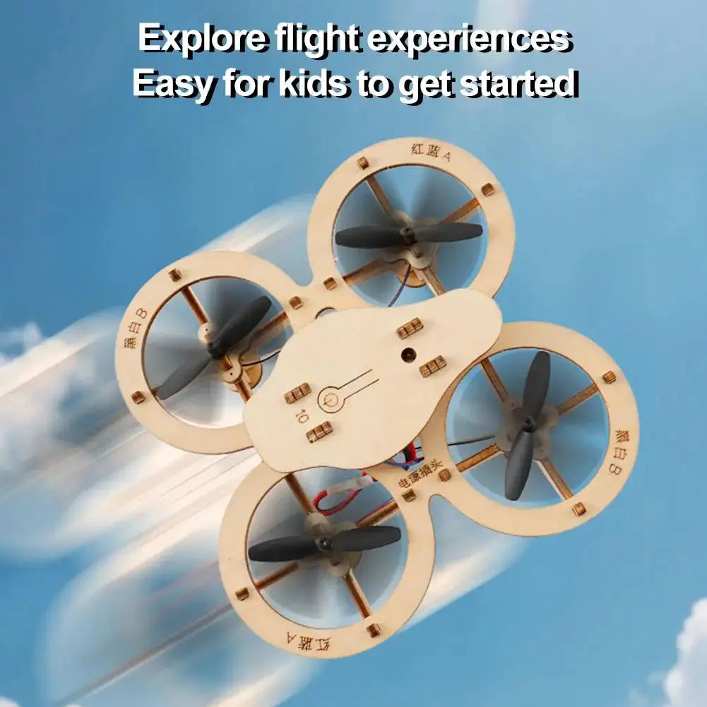 Drone Quadcopter Wooden Assembly DIY With Remote Control - Model to assemble