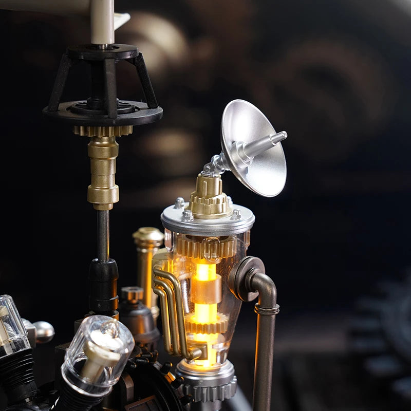 Leonardo Da Vinci's Helicopter Steampunk Mechanical Model with Moving Wing LED Unique - Model to assemble