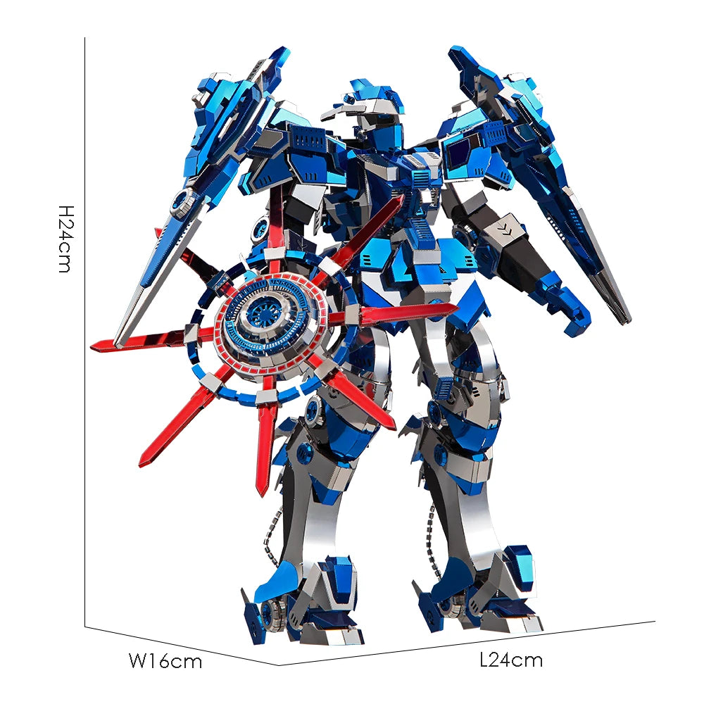 Piececool Puzzle 3D Metal Model Kits Blue Mech DIY Toys Jigsaw Birthday Valentine's Day Gifts for Teen Model to assemble