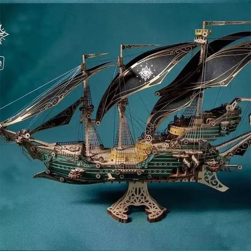 Steampunk Mysteries Pirate Ship of Future 3D Wooden Puzzle Kits - Model to assemble