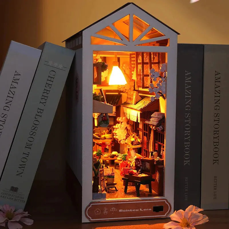 Wooden Doll House Bookshelf With Light - Model to assemble