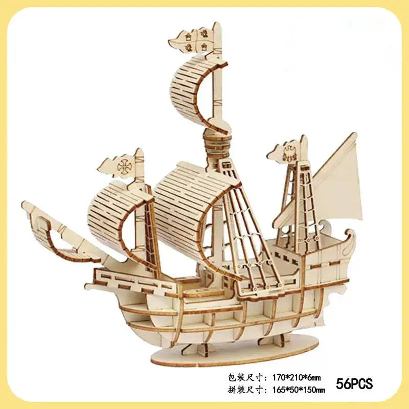 Sailboat Wooden 3D Puzzle Assembly - Model to assemble