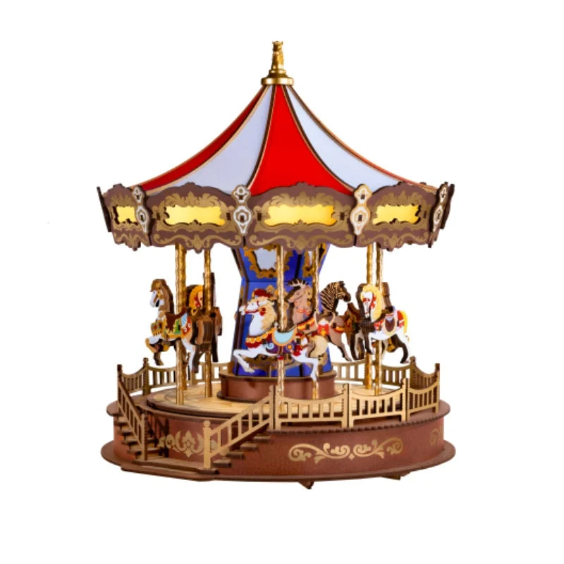 Carousel Music Box With LED Lights Gear - Model to assemble