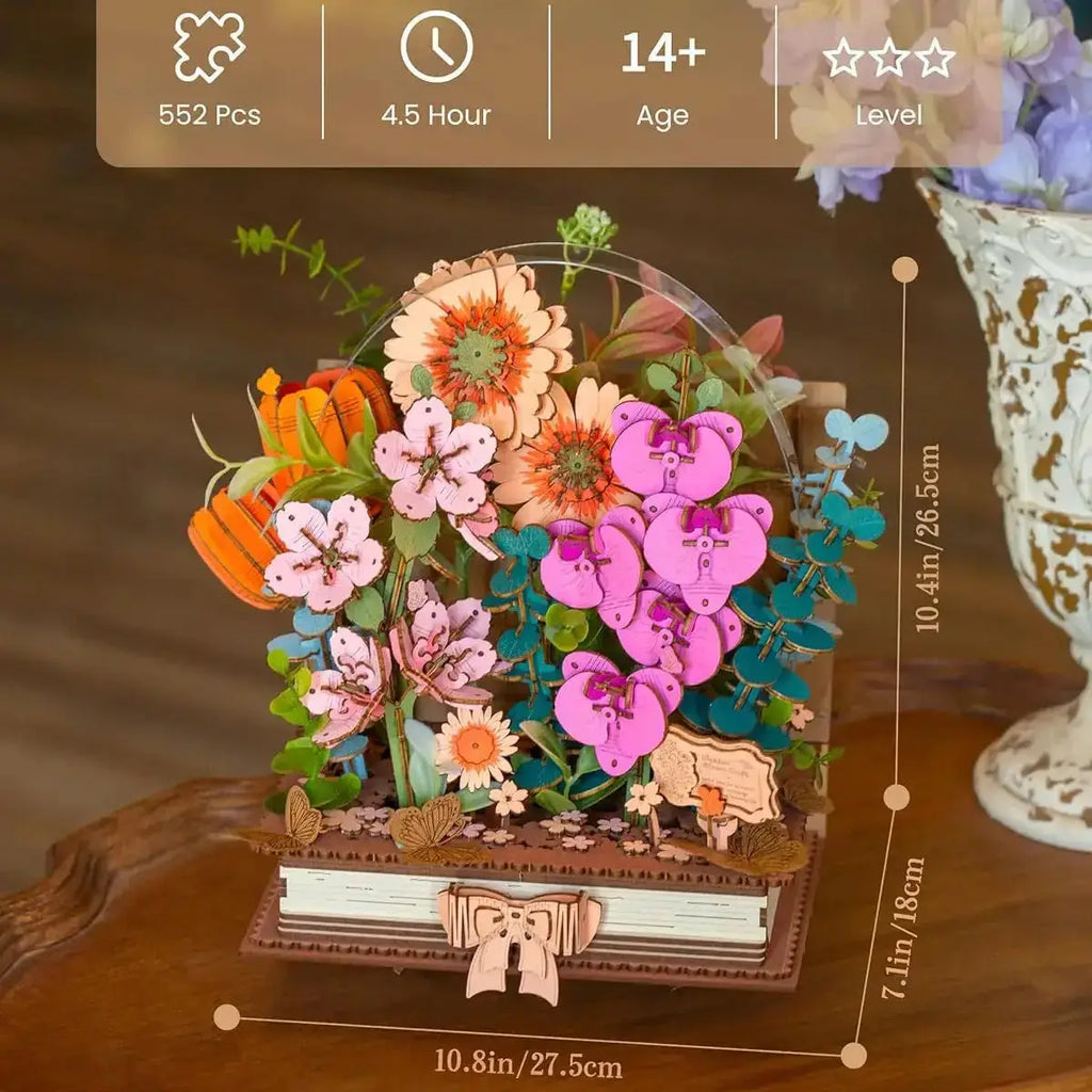 Wooden Blooming Book 3D Puzzle