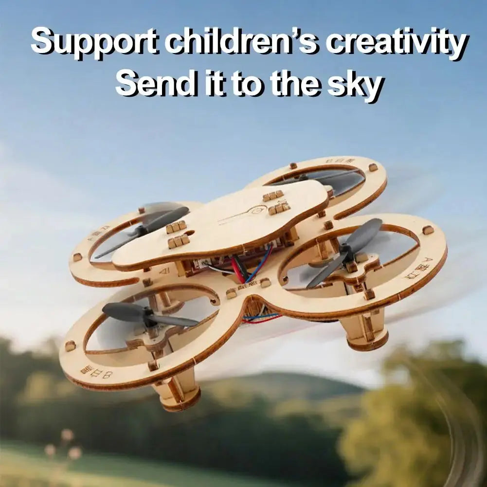 Drone Quadcopter Wooden Assembly DIY With Remote Control - Model to assemble