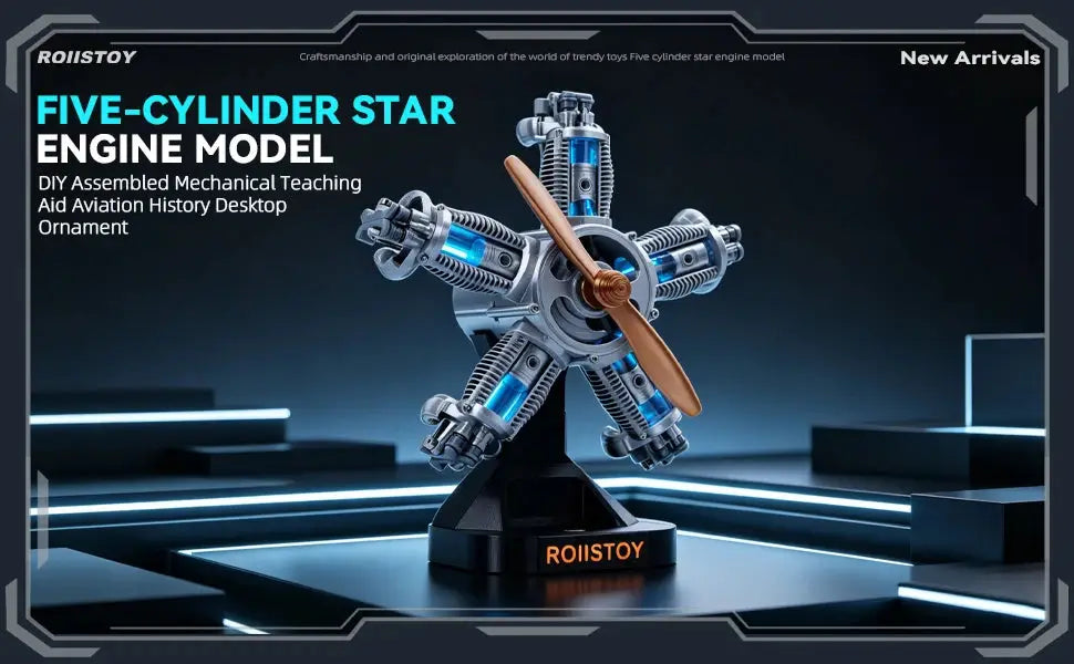 5-Cylinder Radial Engine Model Kit – Running Mini WWII Aircraft Engine Building Set, DIY Assembly Blocks, STEM Educational Toy Model to assemble