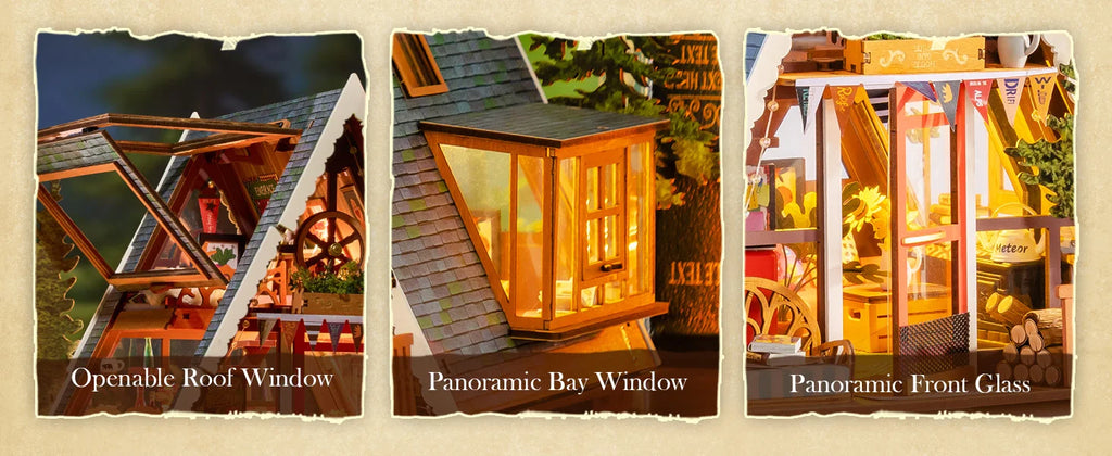 Miniature Frame Cabin with Openable Skylight - Model to assemble