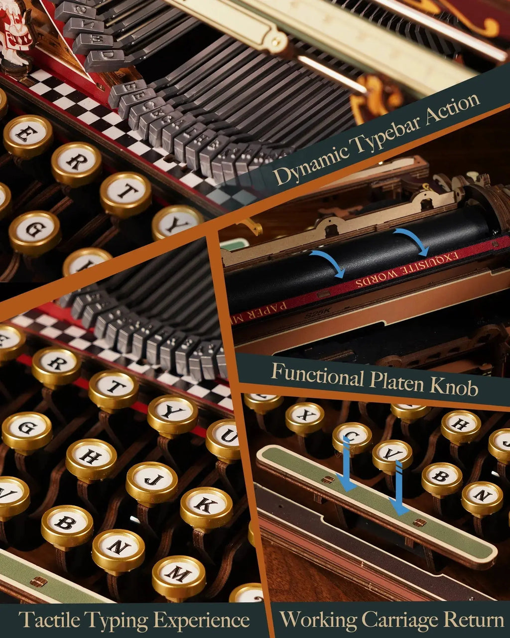 Mechanical Typewriter Wooden Model Kit - Model to assemble
