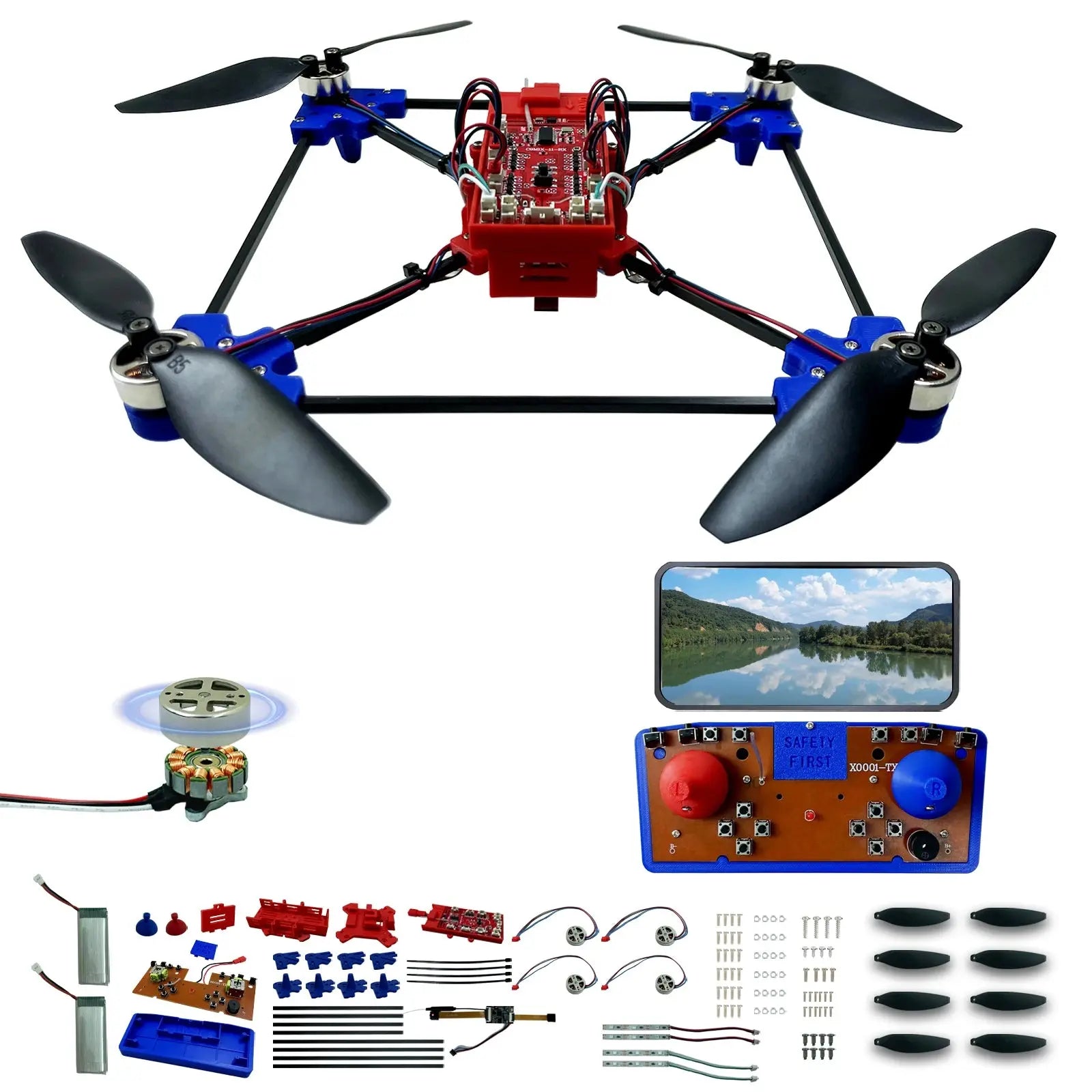 DIY Drone Quadcopter Kit – Brushless Motor & Optical Flow Hover | STEM RC Project for Beginners & Hobbyists - Model to assemble