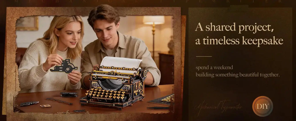 Mechanical Typewriter Wooden Model Kit - Model to assemble