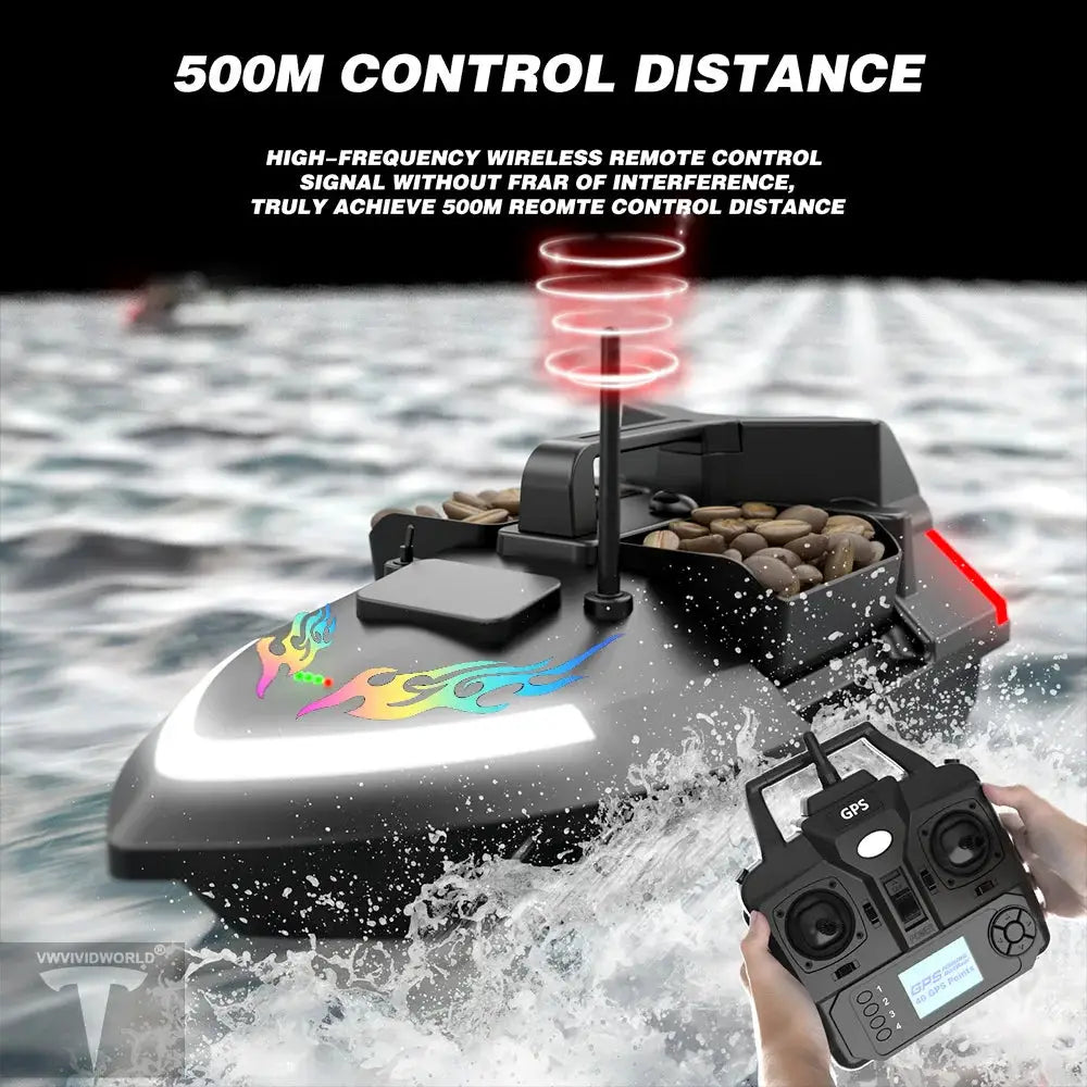 GPS Fishing Bait Boat – 2KG Capacity, 40 Waypoints & Auto Return - Model to assemble