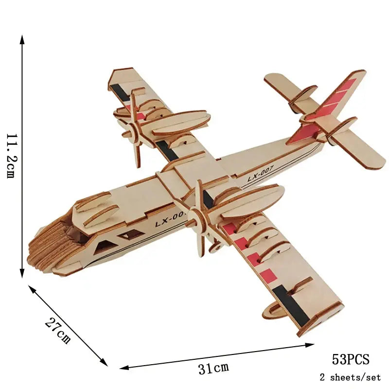 DIY Wooden 3D Fighter Jet Puzzle Model Kit – Handmade Airplane Assembly Toy for Kids - Model to assemble