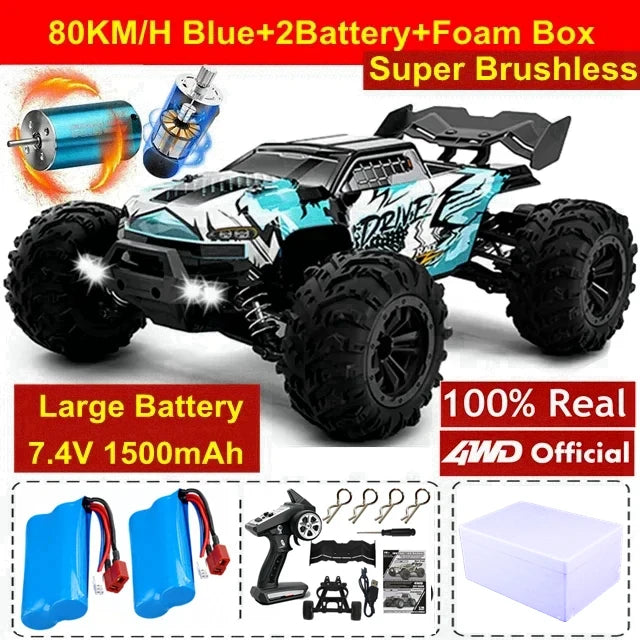 4WD Remote Control Car Off Road 4x4 RC High Speed Buggy Truck Super Brushless 50 or 80KM/H Fast Drift Racing Toy Kids Adults Model to assemble