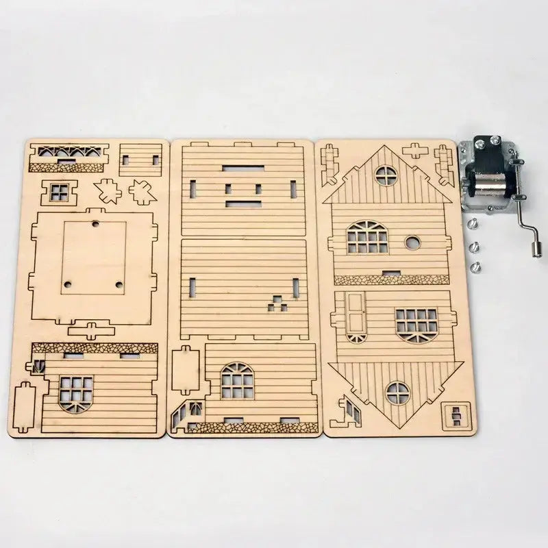 Wooden House Music Box Model Kit - Model to assemble