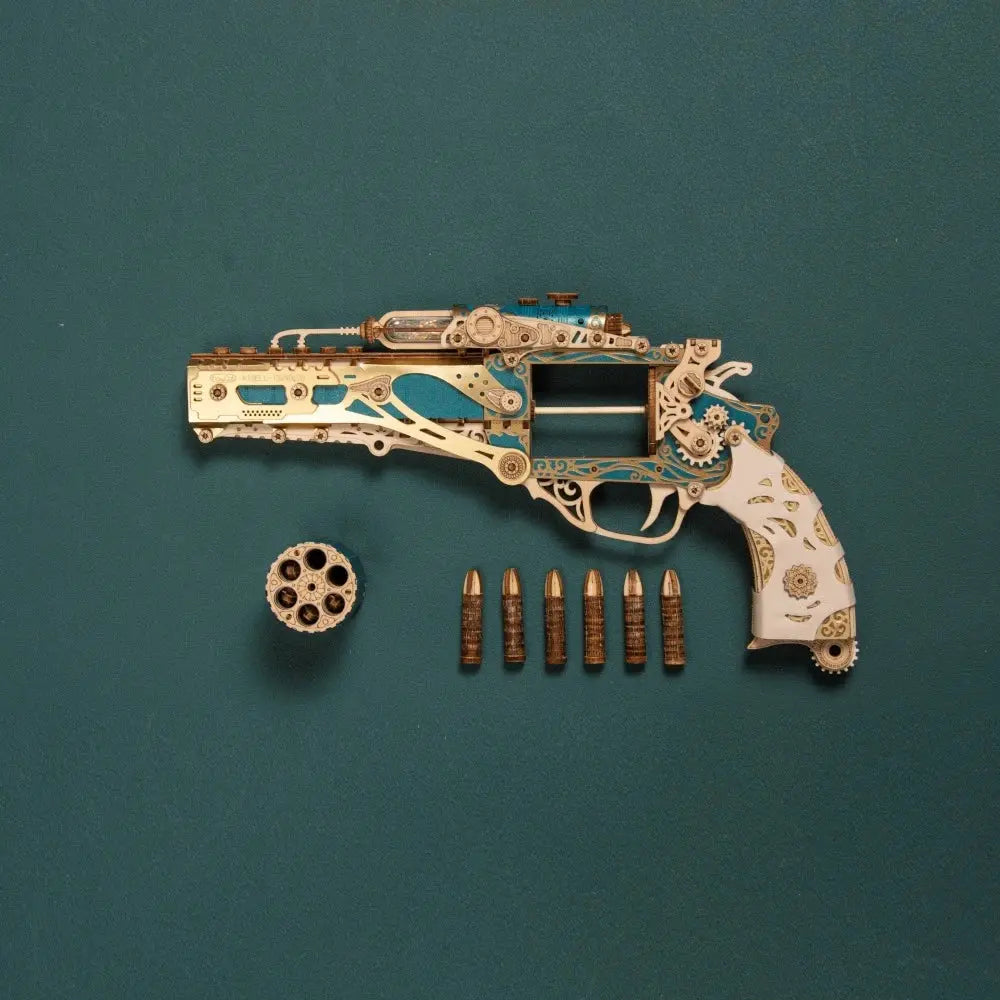 Steampunk Revolver Wooden Model Kits Model to assemble