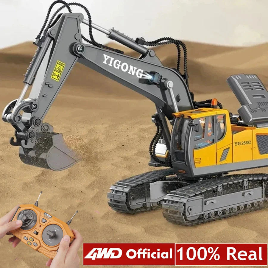 4WD Remote Control Excavator Toy Radio Controlled RC Dump Truck Vehicle Crawler Bulldozer Construction Car Gifts for Kids Boys Model to assemble
