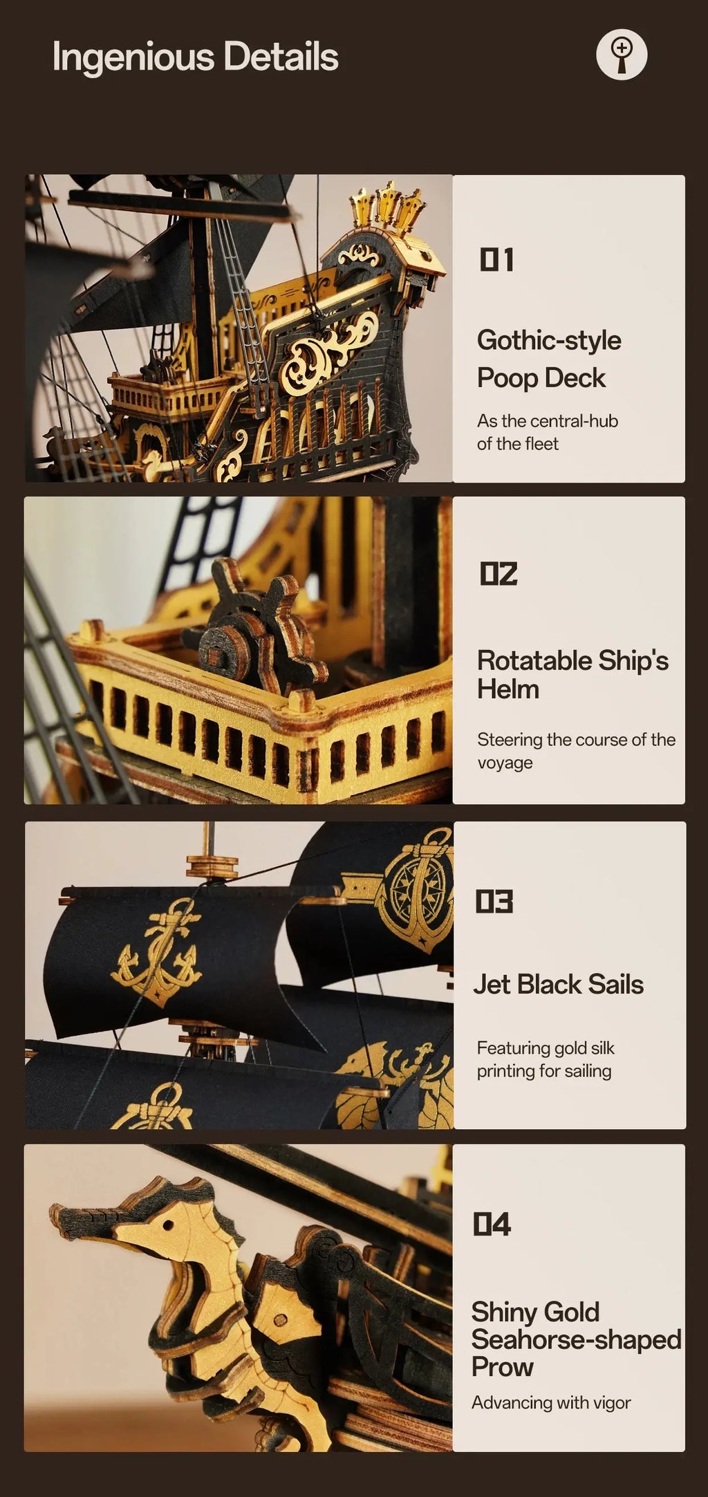 Wooden Three-Rigged Ship Model Kit - Model to assemble