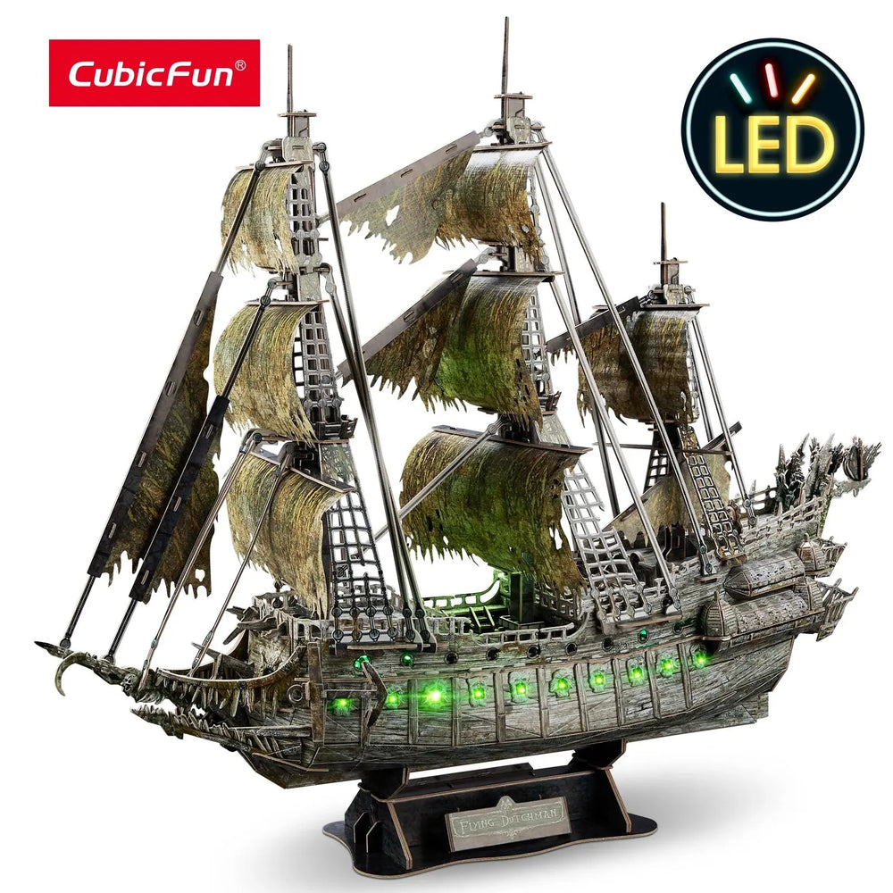 Green LED Flying Dutchman Pirate Ship Model to assemble