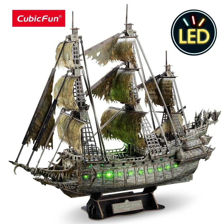 Green LED Flying Dutchman Pirate Ship Model to assemble