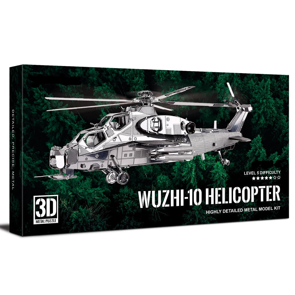 Piececool Model Building Kits WUZHI-10 Helicopter 3D Metal Puzzle Jigsaw Kids Toys DIY Set for Adult Brain Teaser Model to assemble