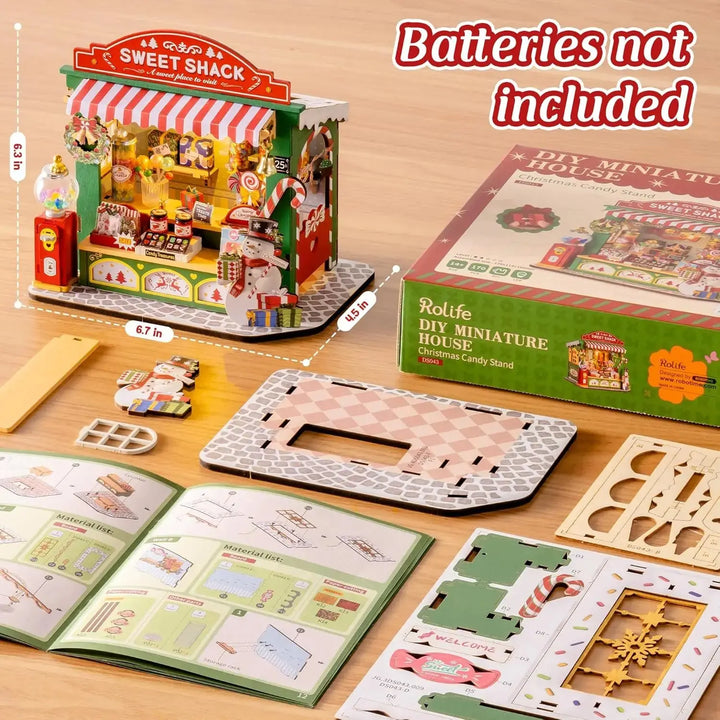 Christmas Candy Stall Dolls House, Christmas Decor - Model to assemble