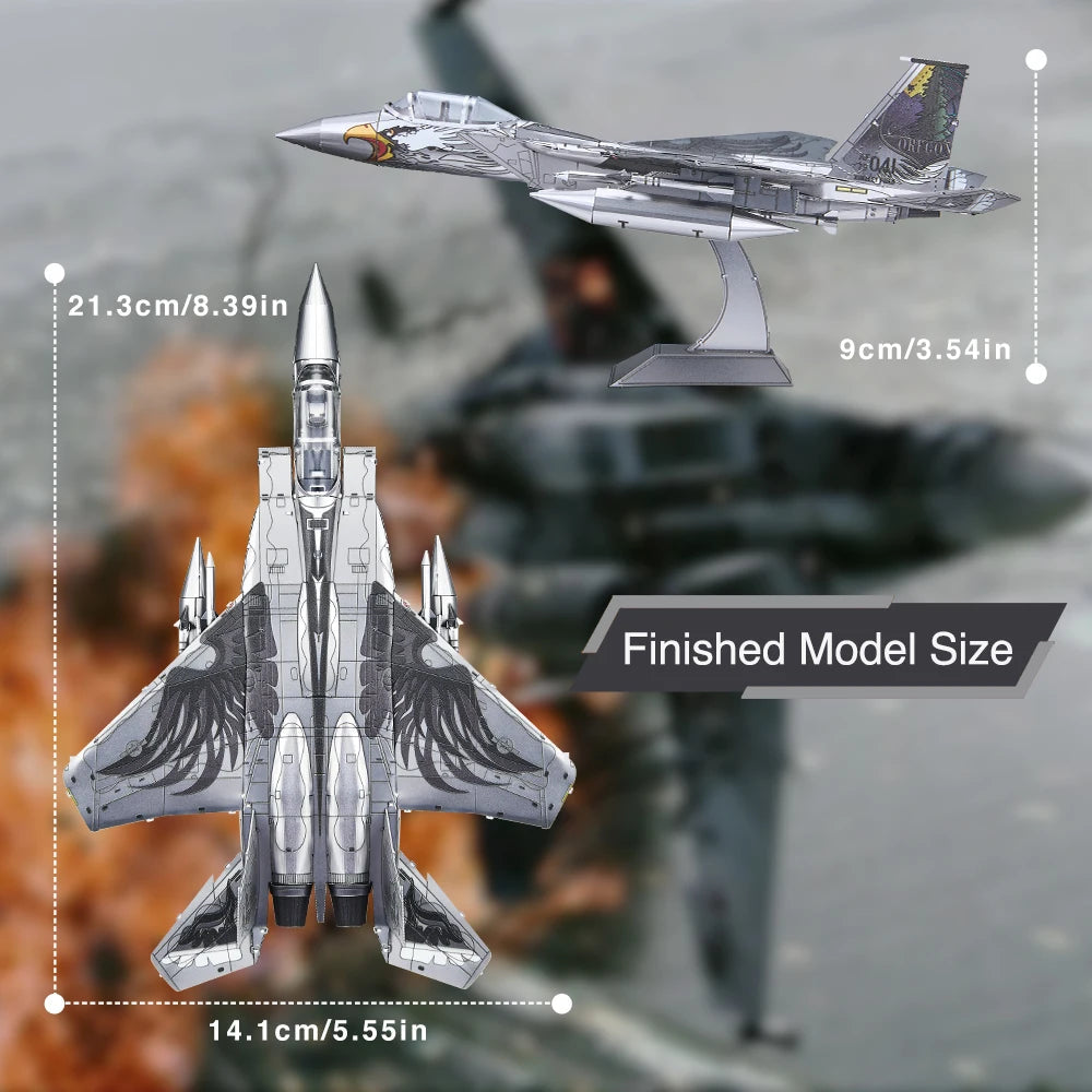Piececool 3D Metal Model Kits F-15 Fighter 3D Puzzles for Adult DIY Assembly Plane Model Jigsaw Building Blocks Christmas Gifts Model to assemble