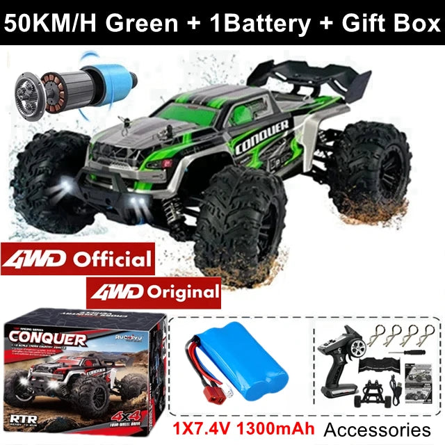 4WD Remote Control Car Off Road 4x4 RC High Speed Buggy Truck Super Brushless 50 or 80KM/H Fast Drift Racing Toy Kids Adults Model to assemble